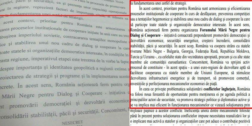 Stânga – teza lui Pandele. Dreapta – Strategia de Securitate Națională.
