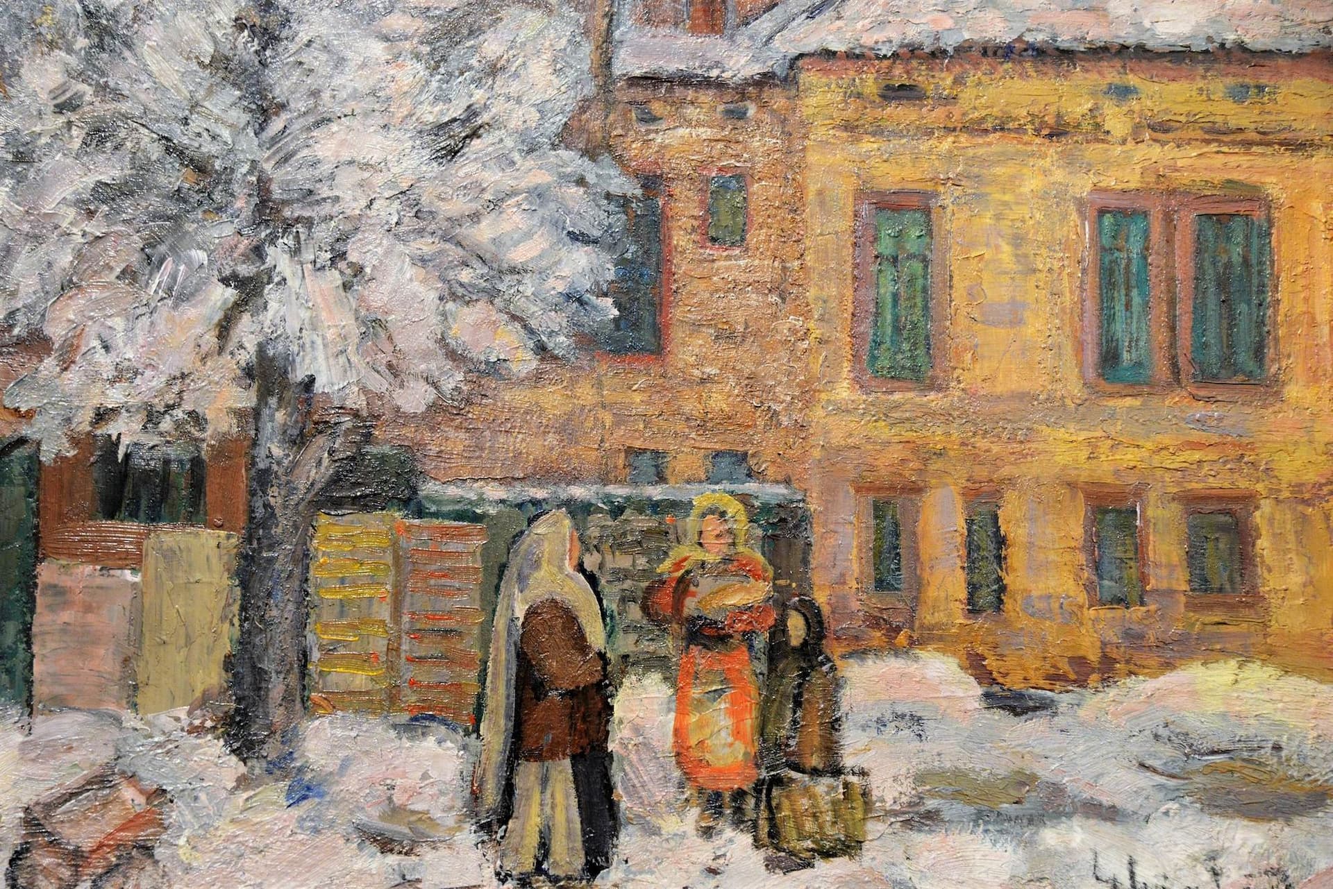 Dimitrie Ghiață (1888-1972): "Peisaj de iarnă" (detaliu).