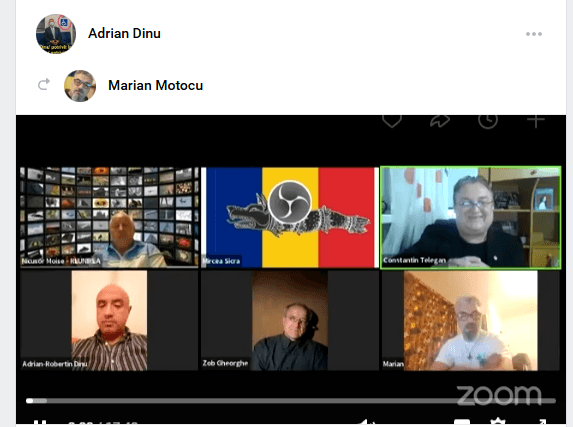 Marian Motocu pune țara la cale împreună cu Adrian Robertin Dinu și alți extremiști. Captură de ecran via VKontakte