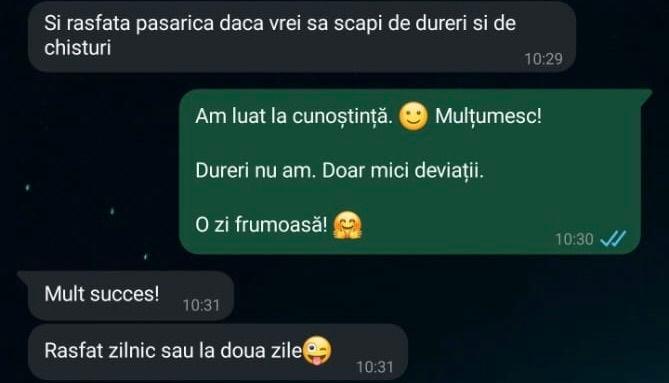 Captură ecran discuție Claudia - Ion Duvac