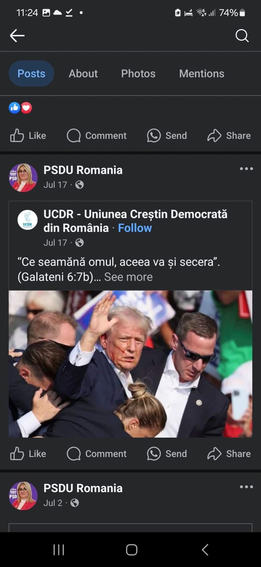 Colega Oanei din Austria este la rândul ei fana lui Trump. Captură de ecran via Facebook