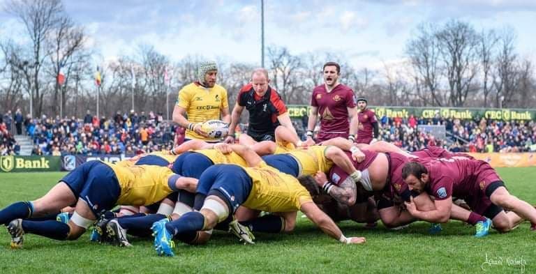 Grămadă cu introducerea României, în meciul cu Georgia din 2017. După o astfel de fază au fost marcate punctele victoriei. Foto: Daniel Nechita