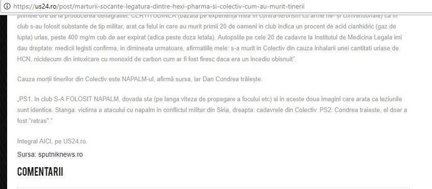 Presupusa sursă US24.ro, care, de fapt, citează Sputnik.