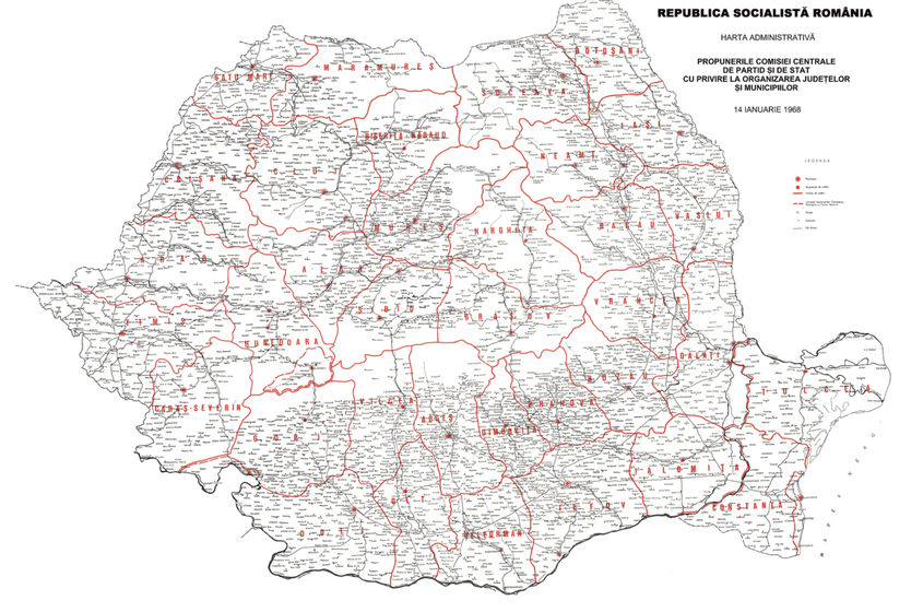 Harta rezultată în urma propunerilor din 1967. Sursa wikisource.org