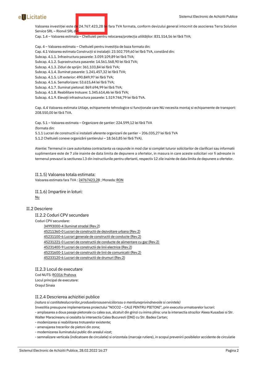 Jumătate de an mai târziu, prețul lucrării crește la 24,7 milioane de lei fără TVA, adică cu 35% mai mult.