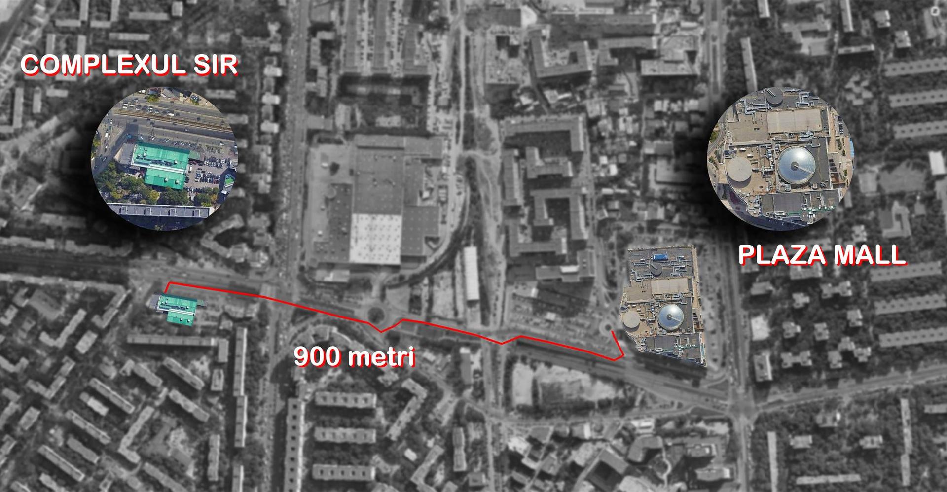 Geanta furată a fost găsită de un bărbat a doua zi după tâlhărie, în parcarea complexului SIR din apropierea Complexului Plaza Mall. FOTO: Colaj Google Earth