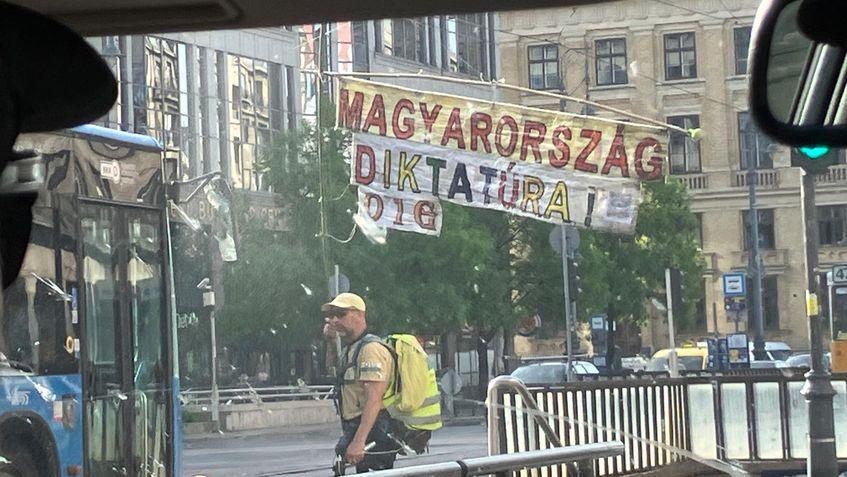 Protest pe o stradă din Budapesta, aprilie 2025. Foto: Bianca Felseghi