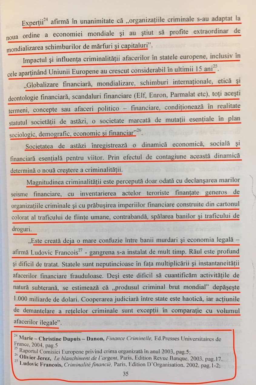 ORIGINAL. Pagina 35 din volumul „Criminalitatea organizată în domeniul afacerilor”, semnat de Costică Voicu, Adriana Voicu și Ioan Geamănu.