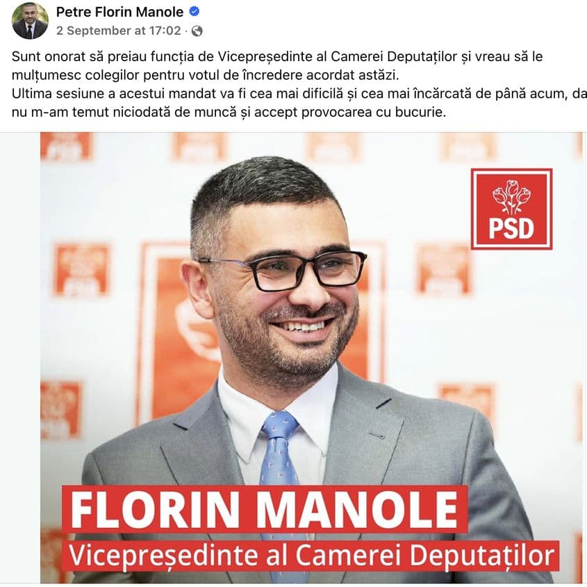 Sursă imagine: Petre Florin Manole, Facebook