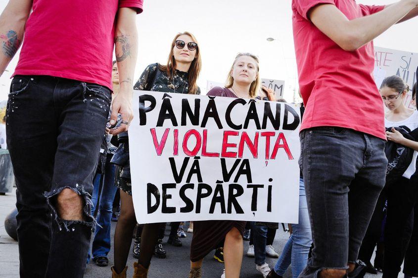 Protest împotriva violenteței domestice. Foto: Centrul FILIA