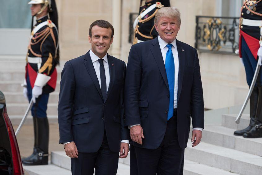 Emmanuel Macron, preşedintele Franţei și Donald Trump. Între timp, relațțiile UE-SUA s-au degradat. foto: 185890921 © Frédéric Legrand | Dreamstime.com