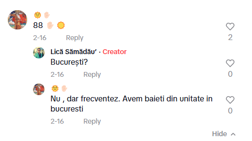 Intenția de a colabora cu Unitatea este confirmată și de un schimb de replici de pe TikTok. Captură de ecran via TikTok