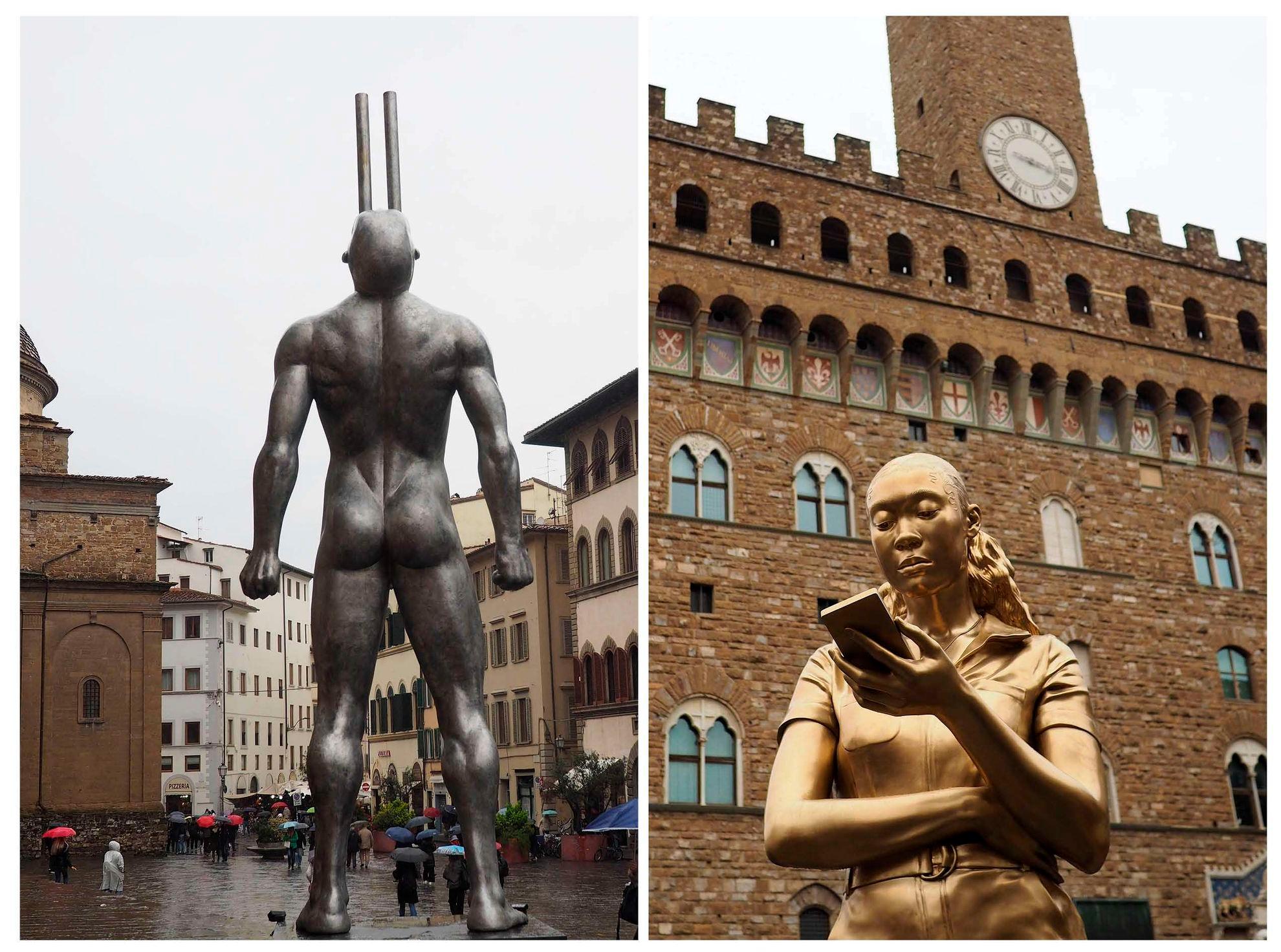 Arta contemporană ca un contrapunct al Renașterii a fost o surpriză interesantă în Piazza de la Signoria, Firenze