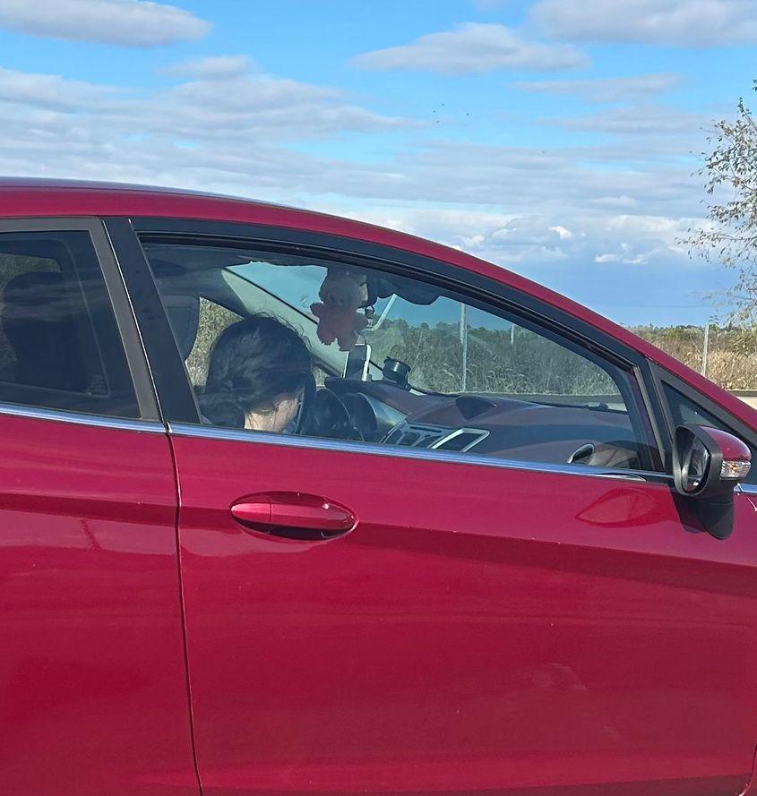 O jucărie Labubu a fost atârnată de oglinda retrovizoare a unei mașini FOTO: Bianca Dragomir, PressOne