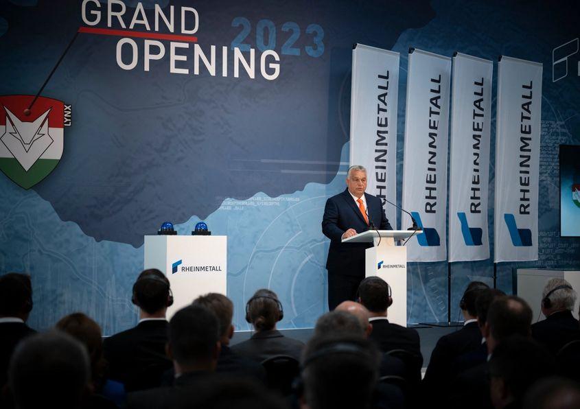 Discursul lui Viktor Orbán la ceremonia de predare a fabricii Rheinmetall din Zalaegerszeg, 18 august 2023 Foto: Cabinetul Primului Ministru