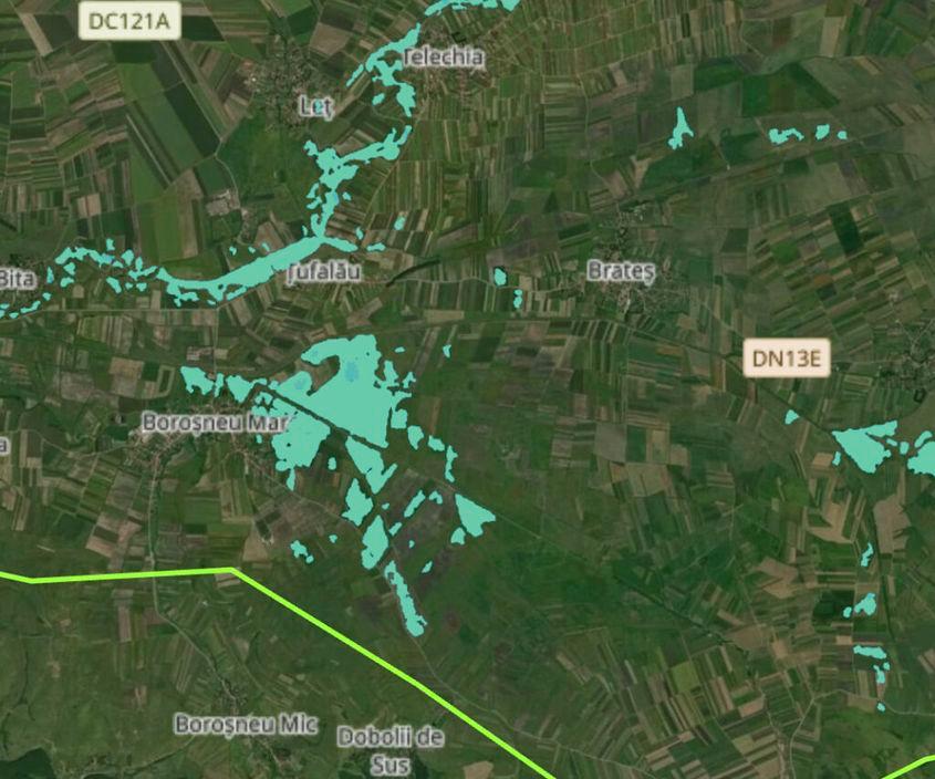 Inundațiile de la sfârșitul lunii mai, imagini din satelit  Foto: Copernicus Mapping Emergency