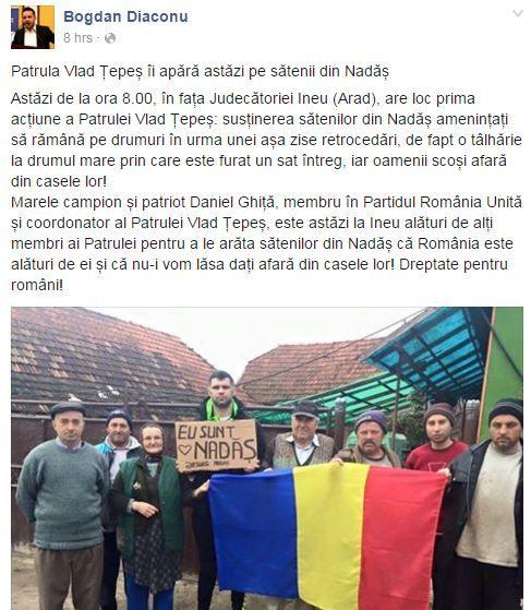 Postarea lui Bogdan Diaconu din dimineața zilei de 11 februarie.