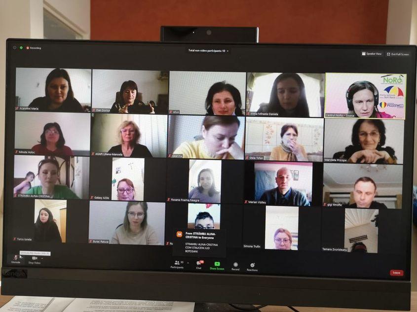 Sesiune online de instruire a asistenților comunitari. Foto: Facebook Centrul NoRo