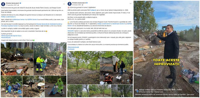 P<em>ostările pe Facebook ale primăriilor de sector 6 și 1</em>. Colaj PressOne/Andrei Gudu