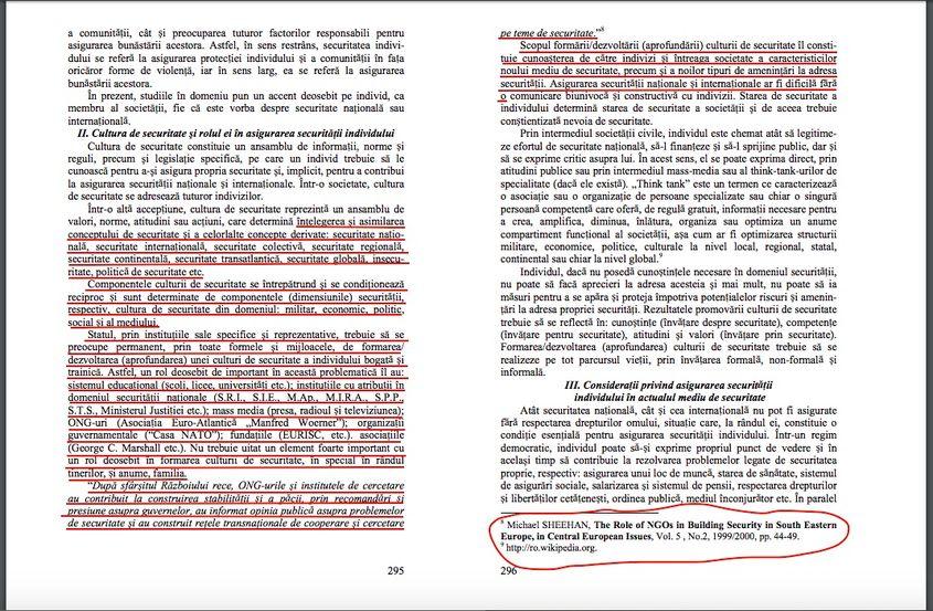 ORIGINAL. Facsimil din articolul „Securitatea individului în actualul mediu de securitate”, scris de locotenent-colonel Ionel Goian și publicat în volumul conferinței „Dinamica mediului european de securitate” (22-23 noiembrie 2007, Universitatea Națională de Apărare).