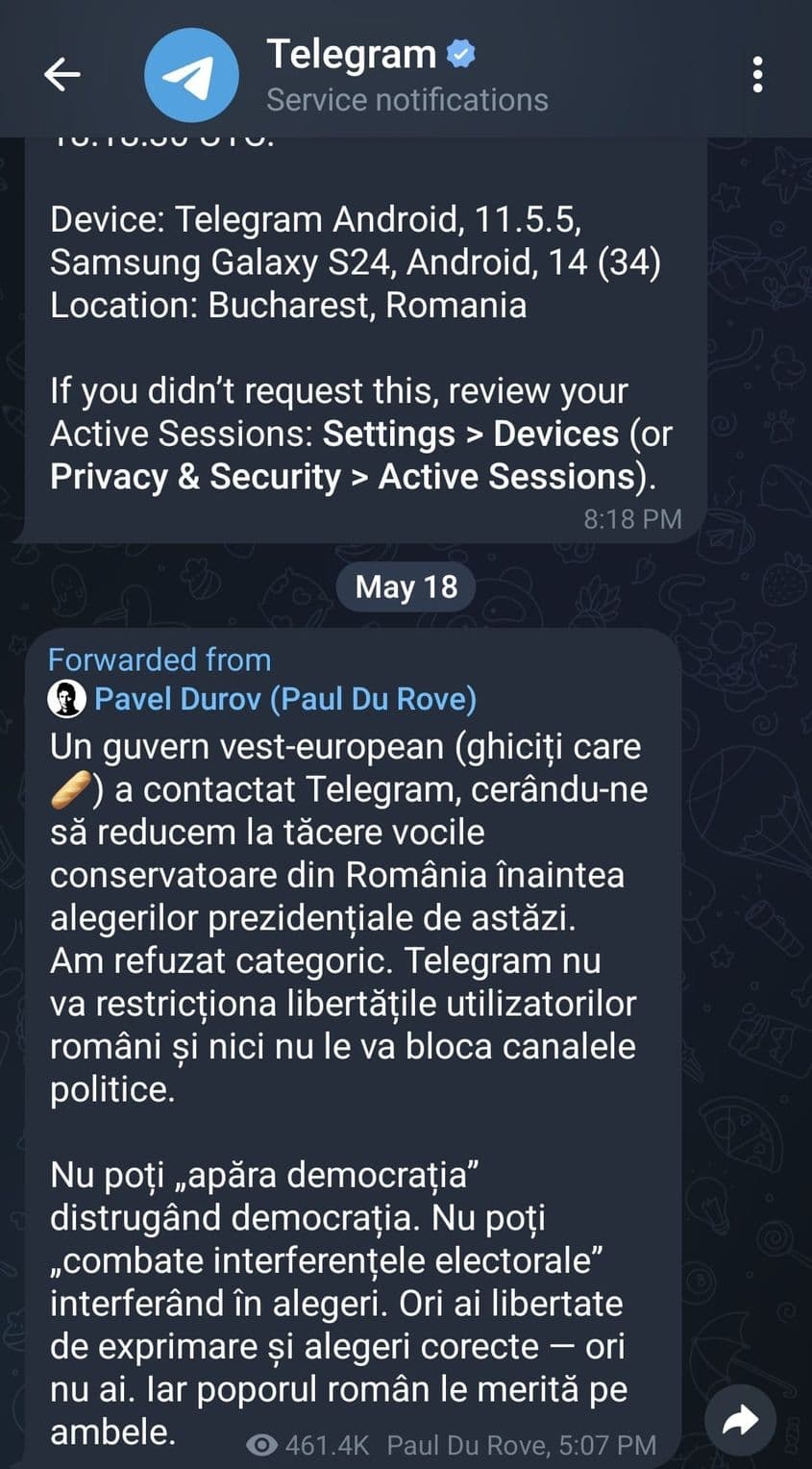 Captură Telegram