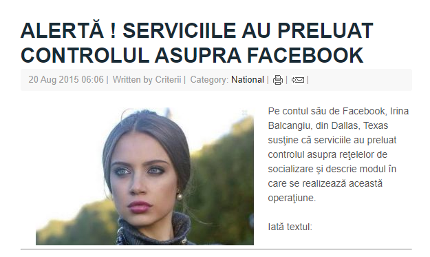 Articolul cu postarea din 2015 este publicat pe site-ul criterii.ro FOTO: captura criterii.ro