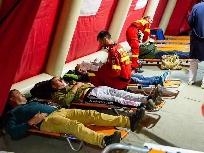 Exercițiu de simulare a unui cutremur major în București, sâmbătă, 13 octombrie 2018. Foto: Inquam Photos / Bogdan Buda
