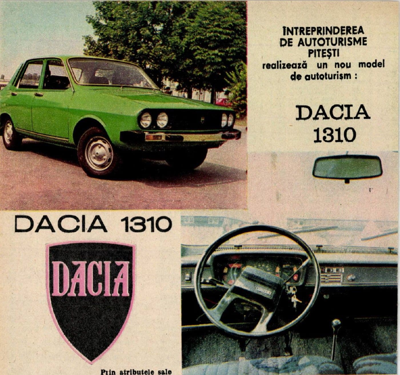 Dacia 1310 aducea faruri duble și un bord nou, dar deja era rămasă în urmă față de modelele lansate în Franța. Diferența avea să se accentueze spre finalul deceniului opt. Foto: Almanah Scânteia Tineretului, 1981 / Arcanum