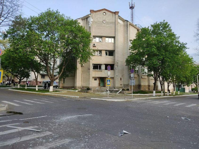 The Ministry of Security (MGB) building after the attack. Source: Telegram zonadesecuritate.md