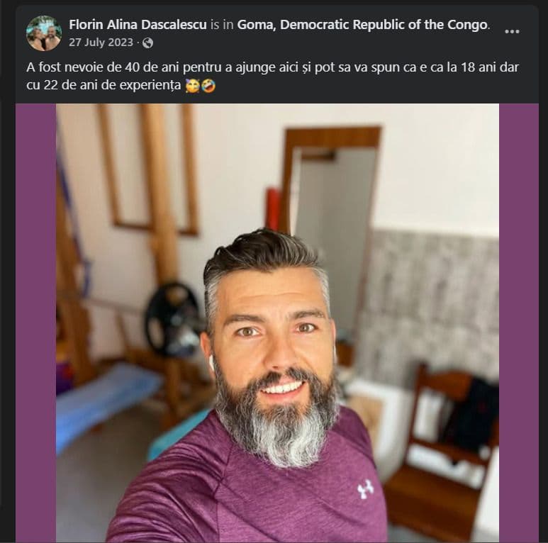 Deși în iulie 2023 încă era angajatul Jandarmeriei Române, Florin Dăscălescu deja își dădea check-in din Congo
