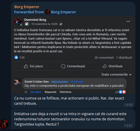 Borg Emperor se laudă cu isprăvile de pe Facebook: l-a convins pe primarul din Târgoviște să pună un bust cu Mihai Viteazul în parcul Chindia!