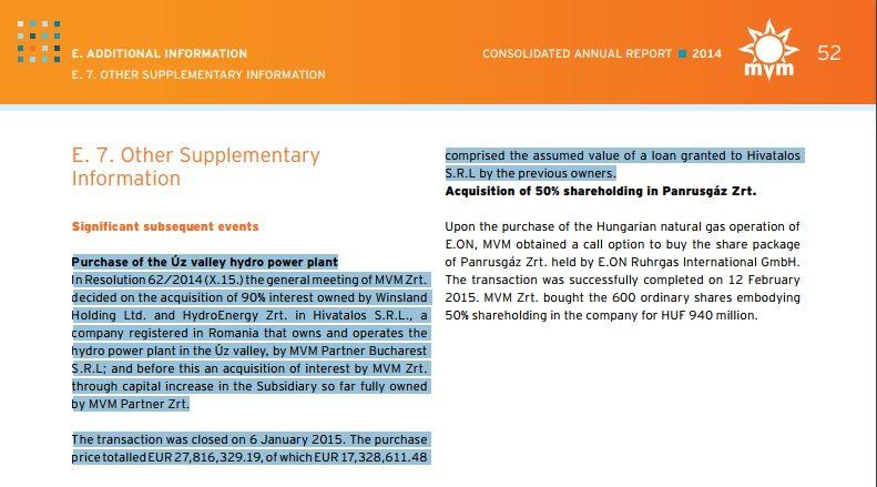 Facsimil din raportul oficial al MVM pe anul 2014.