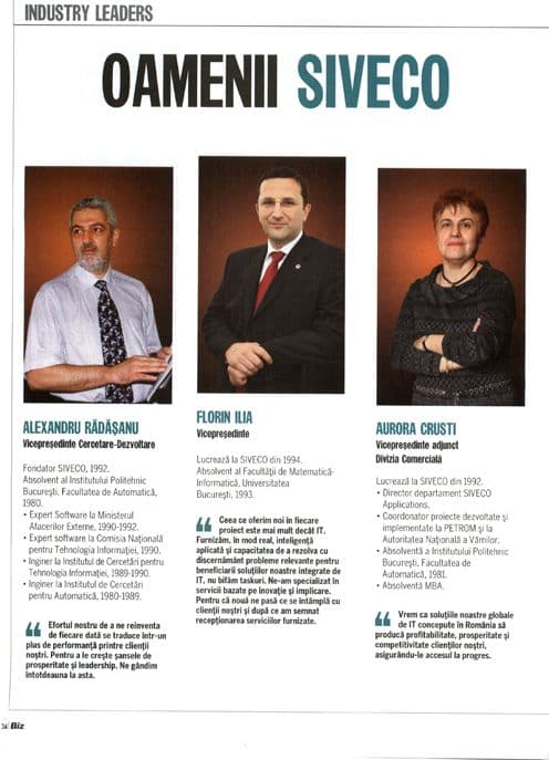 Un alt facsimil dintr-un material de PR al firmei Siveco.