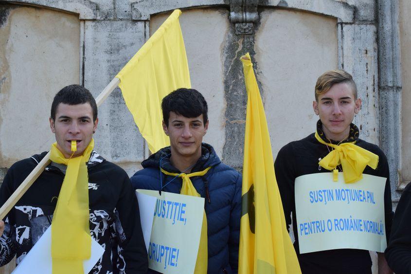 Participanți la mitingul PNL din fața Parlamentului. Foto: Iulia Marin