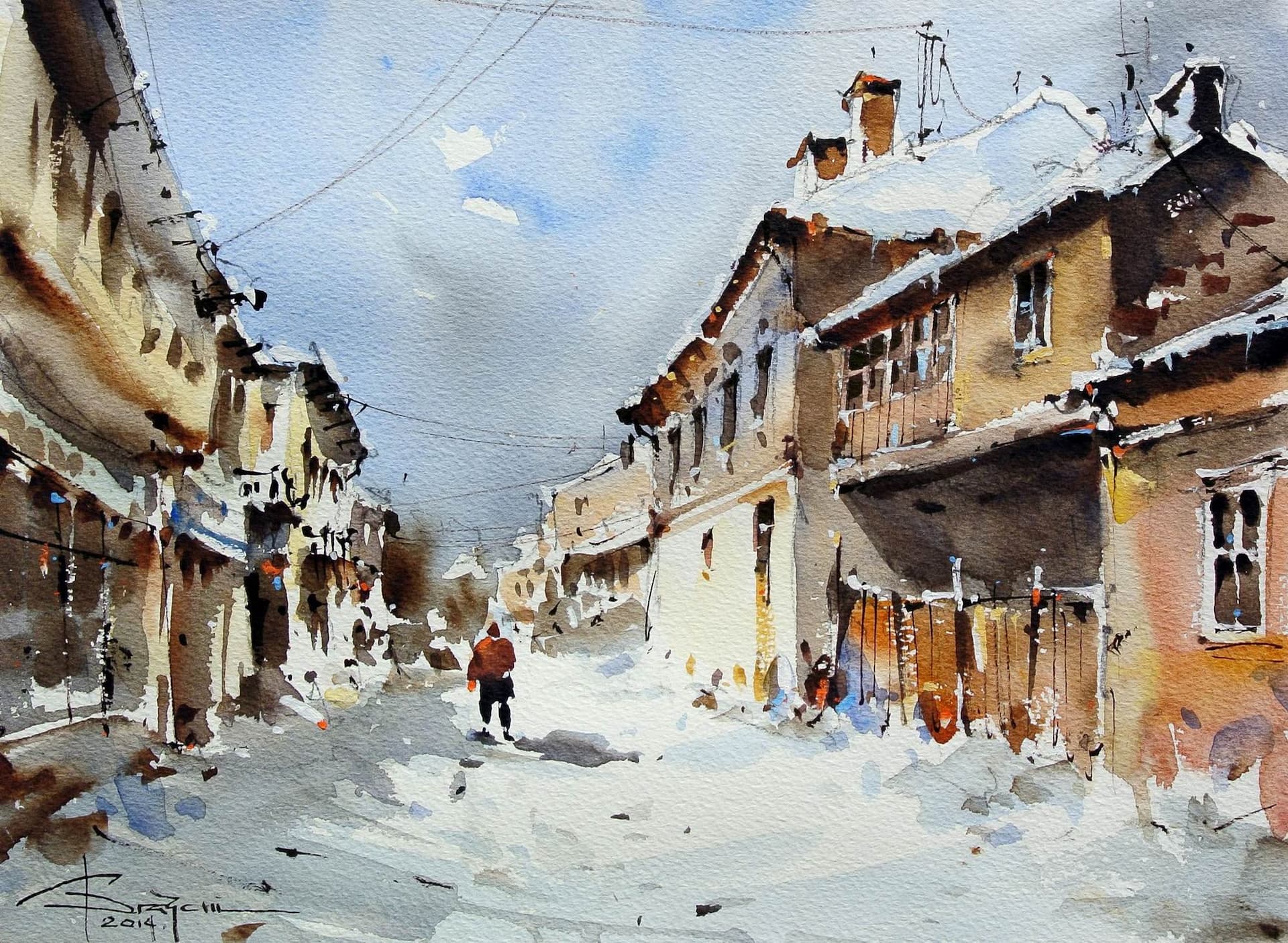 Peisaj citadin de iarnă.