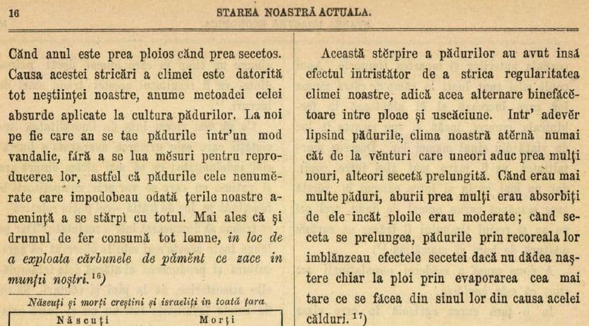 A.D. Xenopol, despre impactul defrișărilor asupra climei. Convorbiri Literare 1877-1878, <a target="_blank" href="https://newspapers.arcanum.com/en/view/ConvorbiriLiterare_1877-78_11/?pg=20&layout=s" target="_blank" rel="noreferrer noopener">Arcanum</a>