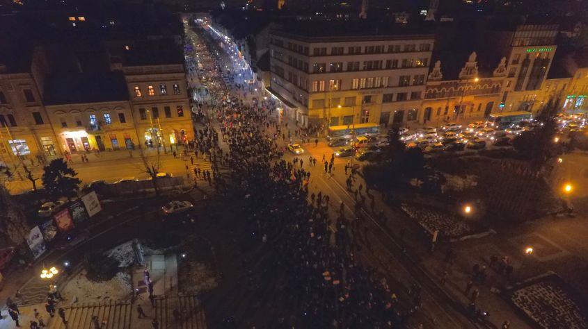 Circa 10% din populația Clujului a ieșit în stradă pe 31 ianuarie 2017. Foto: Lepedus-Sisko Péter