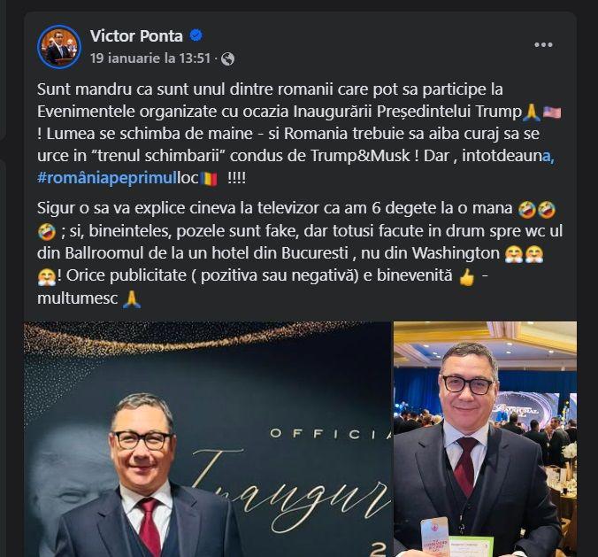 Ponta e mândru că s-a pozat în drum spre o toaletă din Washington. Captură foto via Facebook