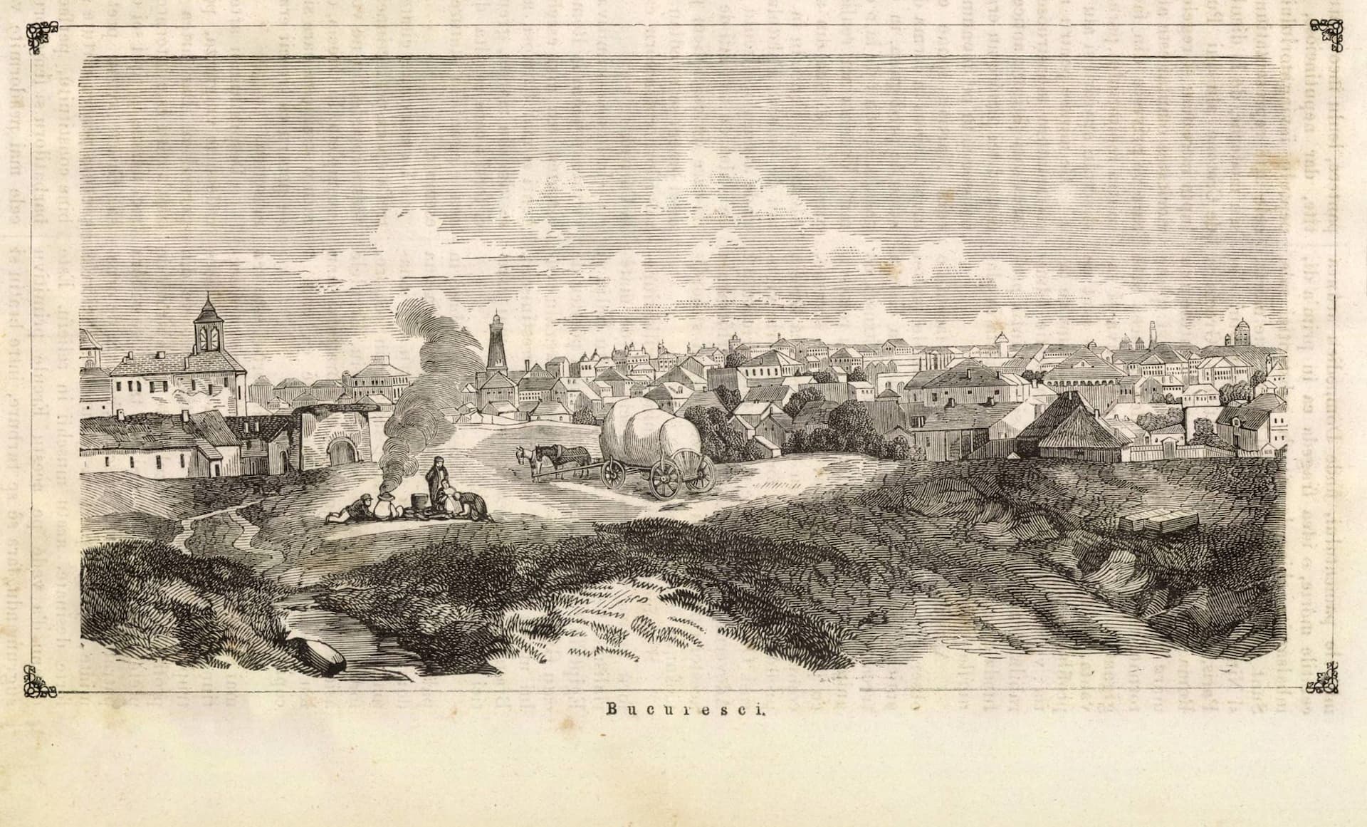 Era și normal să fie uimiți, dacă Bucureștii arătau așa pe la 1866, iar toate „elitele” se concentrau pe câteva străzi. <br>Ilustrație: Revista Familia, 1866. Sursa: <a target="_blank" rel="noreferrer noopener" href="https://adt.arcanum.com/en/view/Familia_1866/?pg=452&layout=s" target="_blank">Digitheca</a>