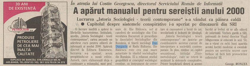 Axa Bădescu-Dungaciu-Roncea. Captură din ziarul Ziua (1997) via arcanum.com