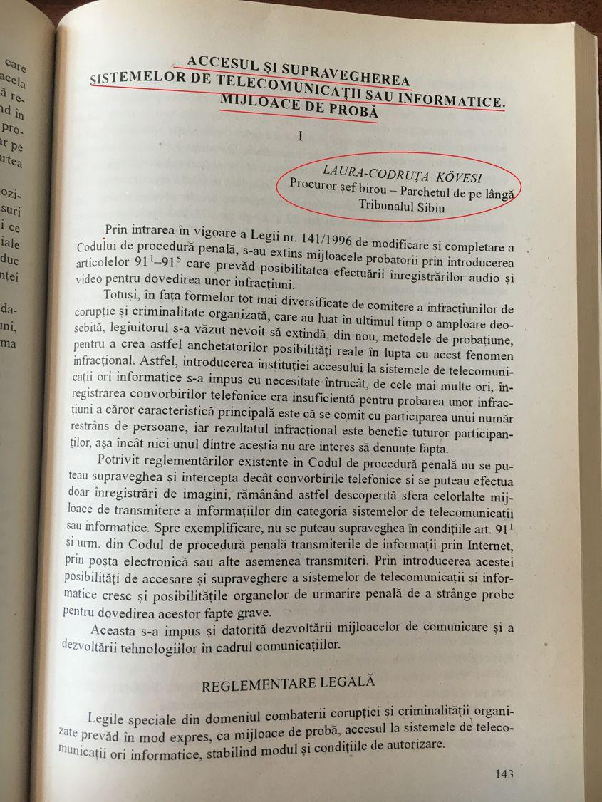 Facsimil din articolul publicat în iulie 2003 în revista „Dreptul”.