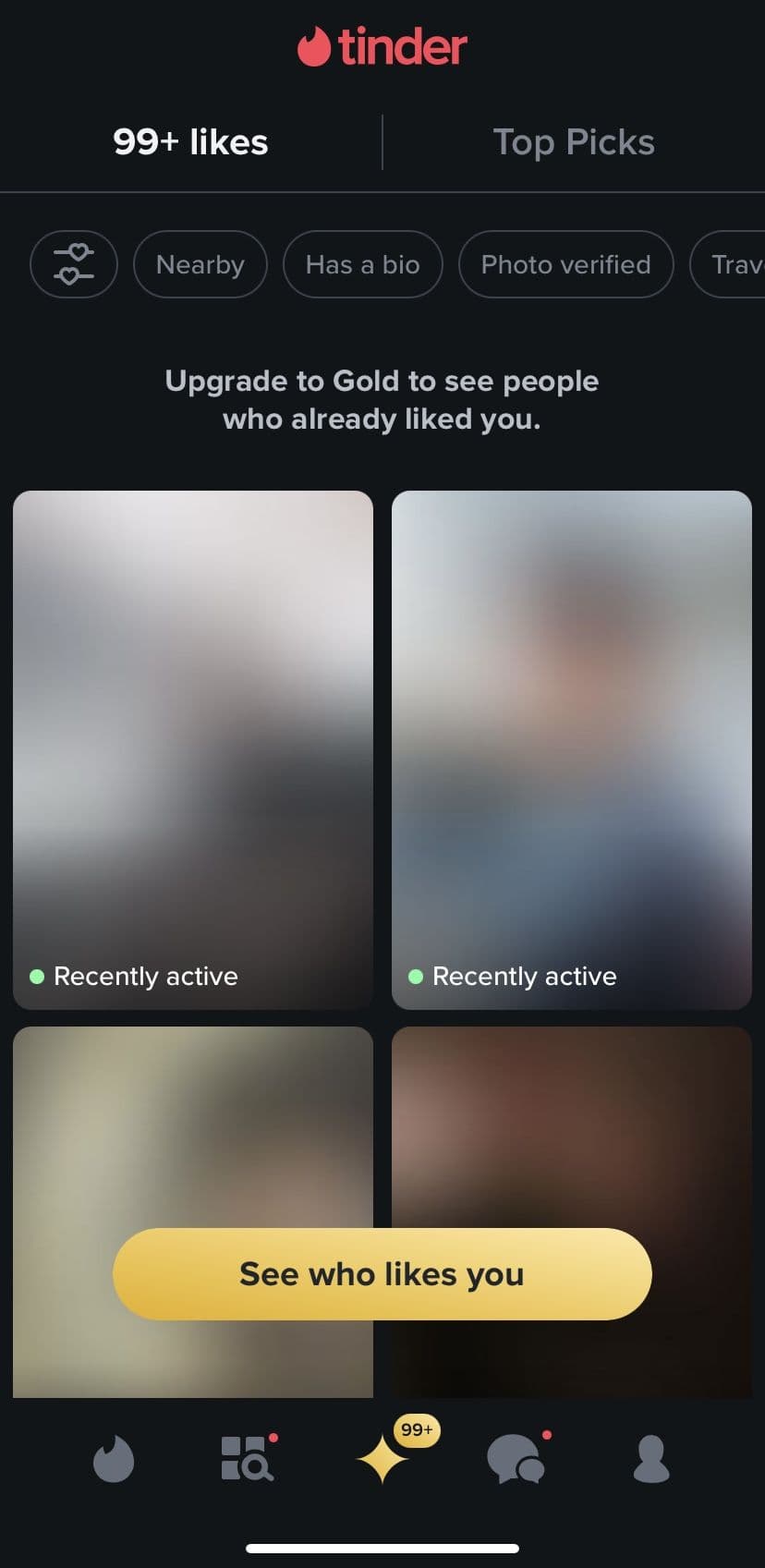 De la Tinder primești notificări de felul: „+99 de oameni ți-au dat like”. Dar dacă nu plătești, acești oameni rămân cu profilul blurat. Foto: PressOne