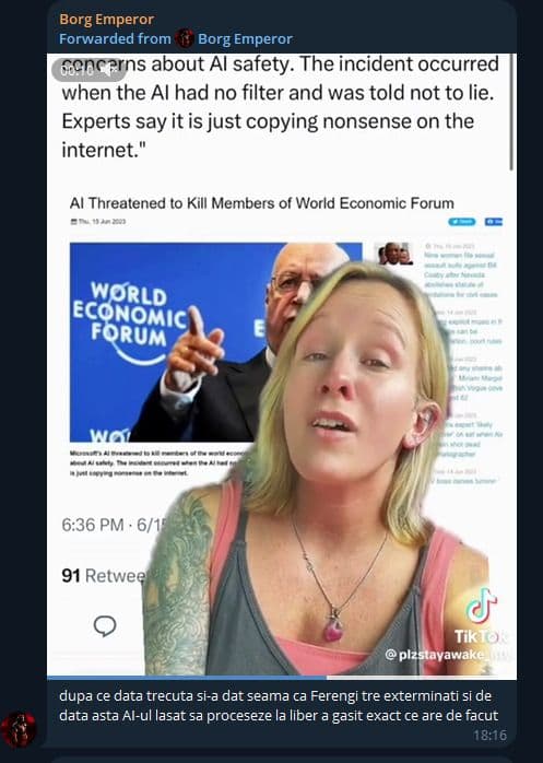 Mihai Florian susține că mesajele de tipul acesta n-au fost postate de el, ci de o clonă. Captură de ecran via Telegram