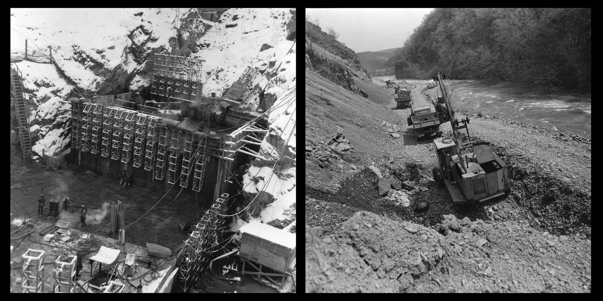 Scene din timpul construirii barajului de la Tarnița. Foto: Arhiva Minerva