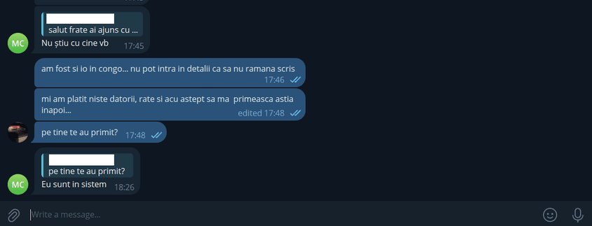 Mihai Ceapă confirmă că s-a întors în sistem. Captură de ecran via Telegram