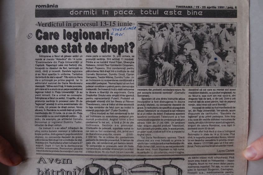 Dumitru Tudor (marcat cu steluță), într-o fotografie din săptămânalul „Tinerama”, din 19-25 aprilie 1991. Foto: Arhiva personală