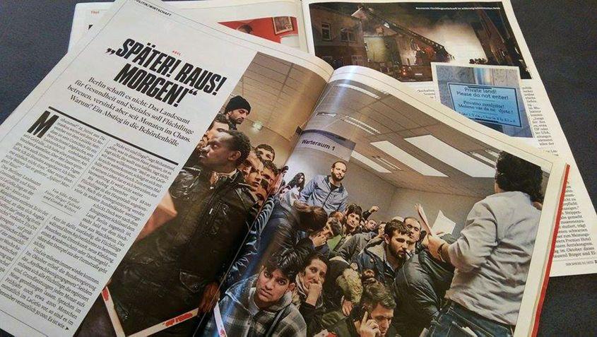 Un articol din revista „Stern”, intitulat „Mai târziu! Afară! Mâine!”, despre situația de la LaGeSo Berlin.