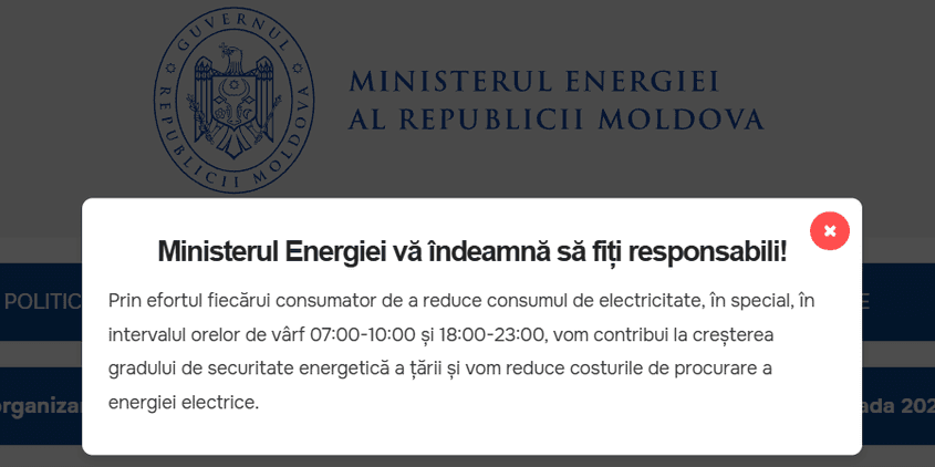 Cetățenii din Republica Moldova sunt îndemnați să reducă consumul de energie pentru a nu provoca deconectări în masă.<br>Foto: Ministerul Energiei al Republicii Moldova