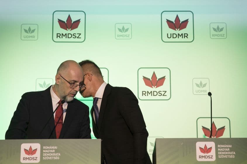 Conferință de presă organizată la sediul UDMR în Cluj-Napoca, de către președintele organizației și ministrul afacerilor externe si comerțului exterior al Ungariei, 14 aprilie 2022. Inquam Photos / Manases Sandor