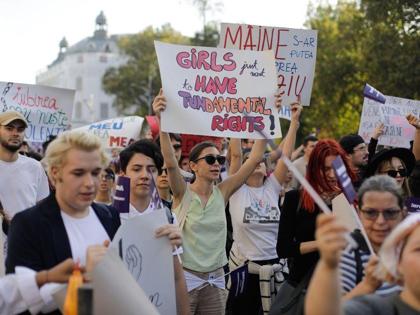 Marşul de protest "Împreună pentru siguranţa femeilor", în Bucureşti, 22 octombrie 2023. Inquam Photos / George Călin
